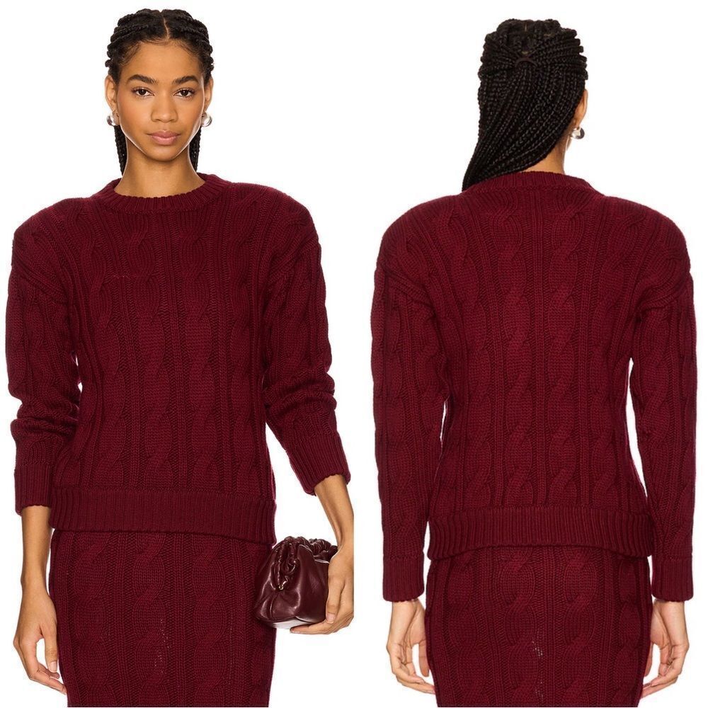 Rowen Rose Round Neck Knit Sweater in Bordeaux Size S - Picture 1 of 9